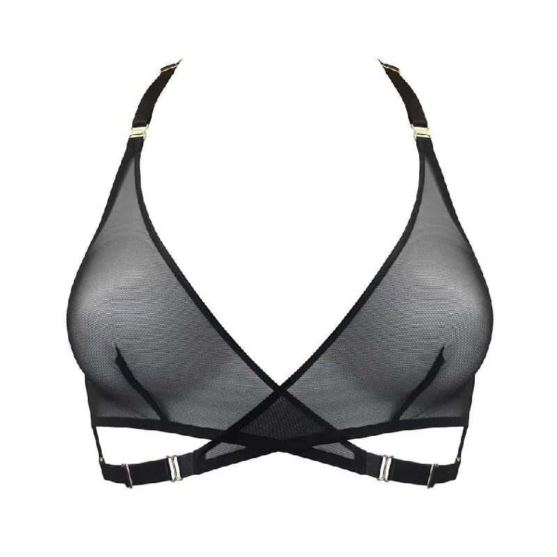 high-waisted cotton pantiesBordelle Art Deco Mesh Wrap Bra | BLACK