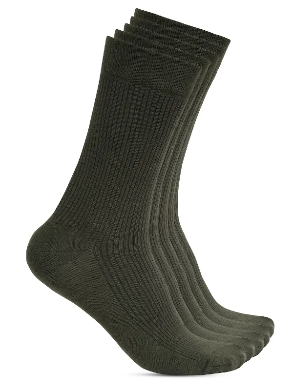 Women's Wool CoatsMen's Olive Green Basic Crew length Socks -Pack of 5