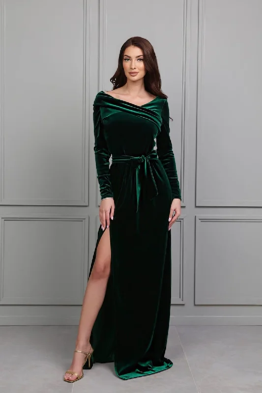 women's pajamas with an elasticized cuffsVelvet Luxe Elegance Long Maxi Dress