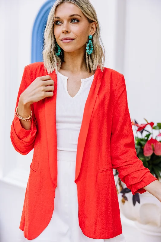 Women's Bomber CoatsLive Your Dreams Red Linen Blazer