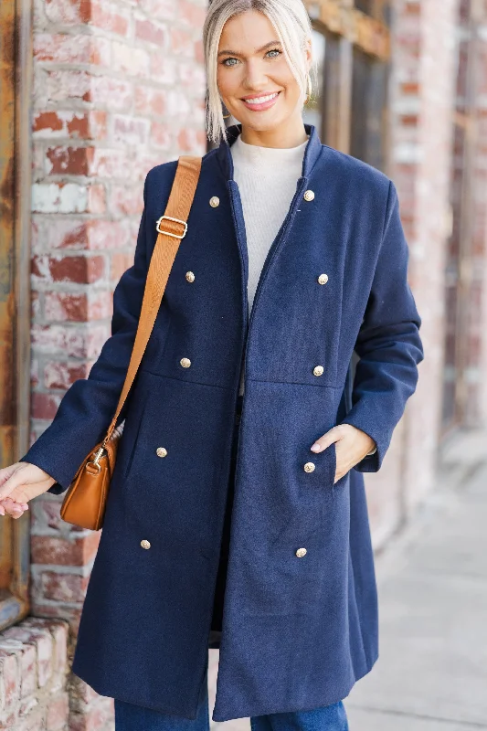 Women's Quilted CoatsCity Streets Navy Blue Coat