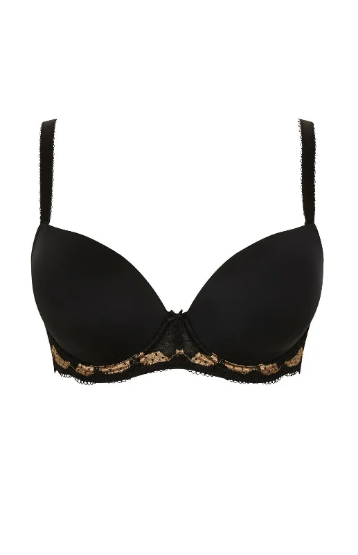 lace-up back lingerie setsPanache Clara Moulded Sweetheart bra Black/Gold