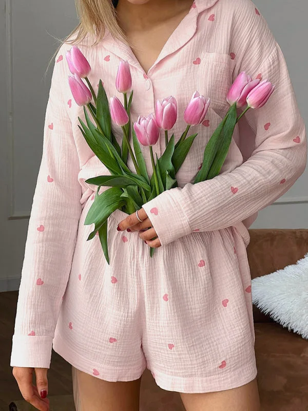 women's pajamas with a touch of eleganceHeartfelt Meadow Magic Set: Whimsical Cotton Delight 🌸