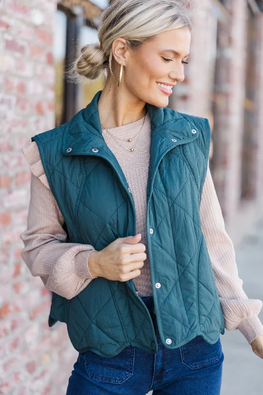 Women's Coats with ZipperTell It All Emerald Green Quilted Vest