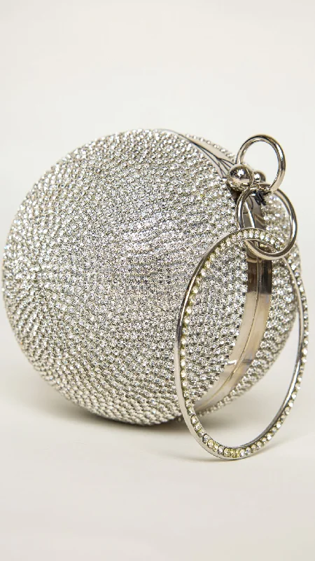 men's casual hatsStellar Silver Rhinestones Disco Ball Clutch