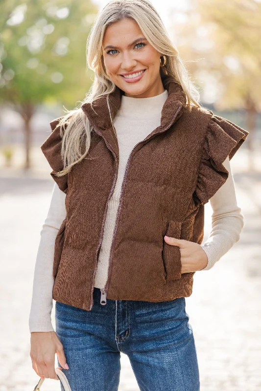 Women's Parka CoatsBuild You Up Brown Corduroy Vest