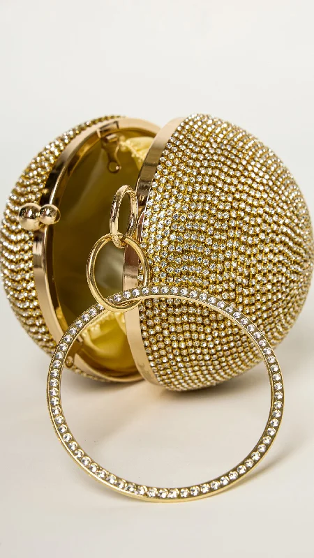 hats with earflaps for cold weatherGlitter Gold Rhinestones Disco Ball Clutch