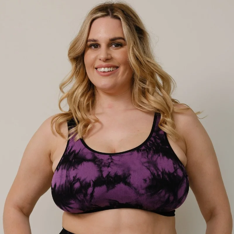 lightweight silk nightgownsRecycled Bra Crop D+ - Tie Dye Black/Orchid