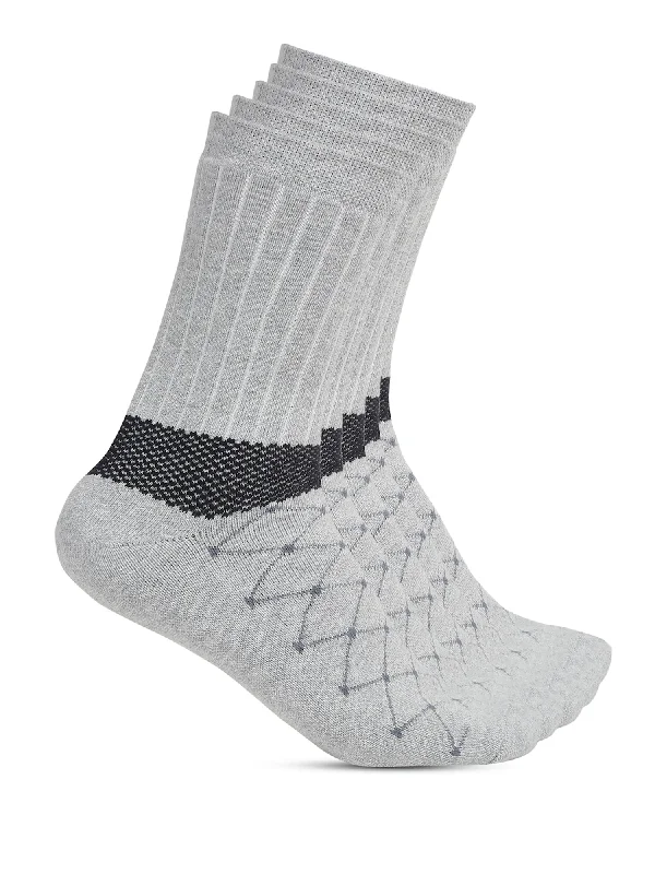 Women's PeacoatsMen's Grey Melange Fashion Crew length Terry Socks -Pack of 5