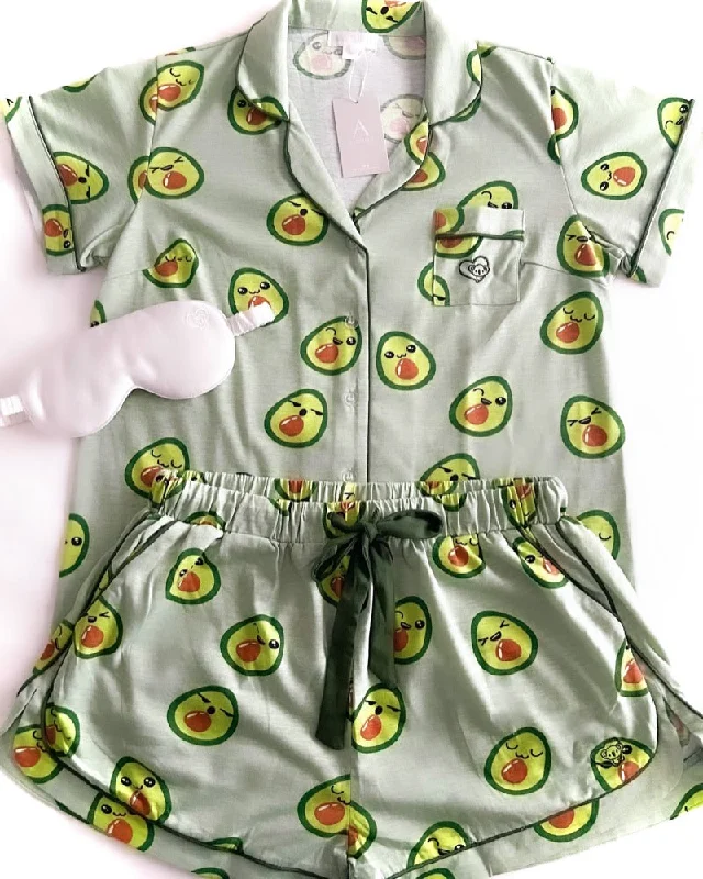 women's pajamas for gift-givingAvocado Woman Print Pj Set + Silk Eye Mask pack