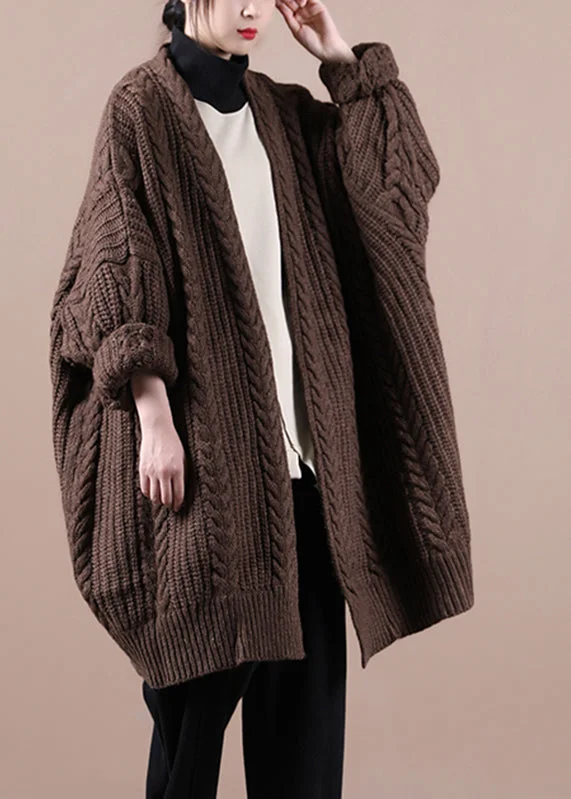 Women's Coats with ButtonsCoffee V Neck Cable Knit Sweaters Coats Winter