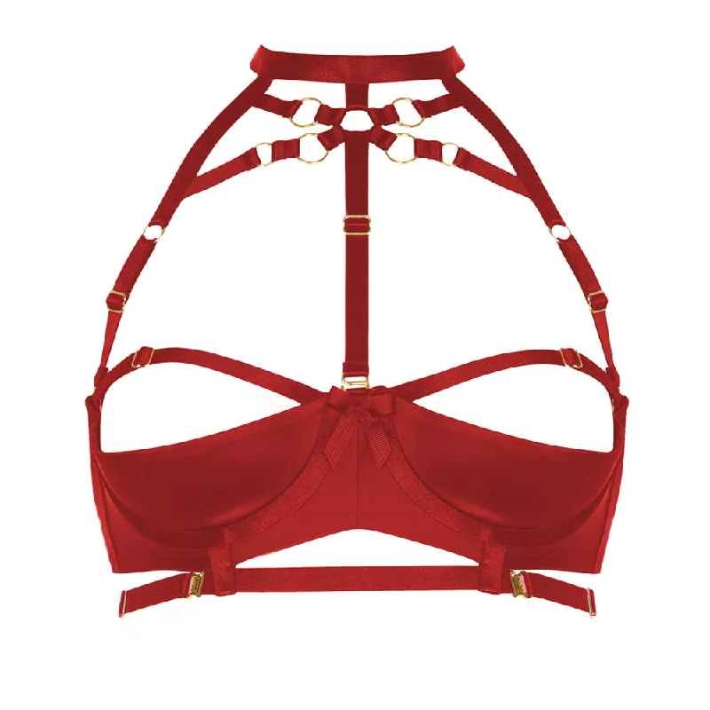 lace-detailed chemisesBordelle Bondage Shelf Bra | RED