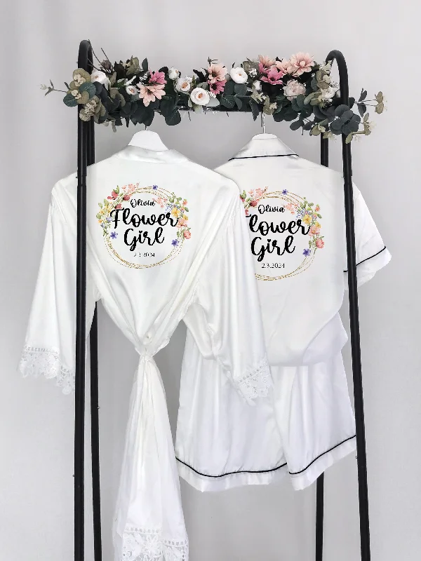 women's pajamas with a timeless appealPersonalised Wildflower Flowergirl and Mini Bridesmaid Pyjamas and Robes