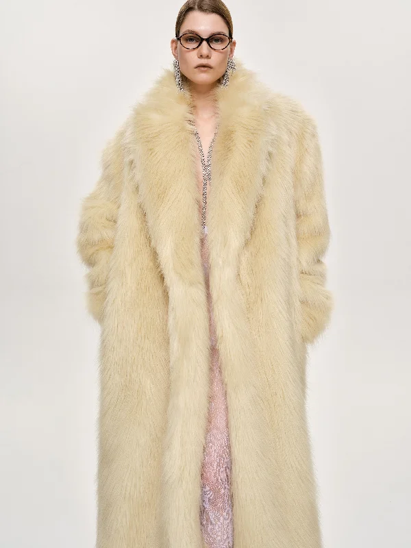 cozy fur-lined hats with adjustable straps for a secure fit in extreme weatherWallis Oversized Grandpa Fur Coat, Tuscan Cream