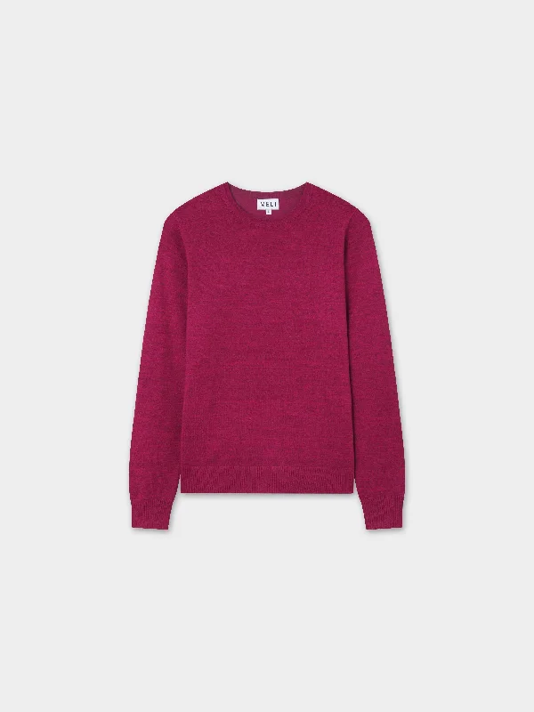 stylish cloche hatsBasic Crew Sweater LS-Heathered Fuchsia