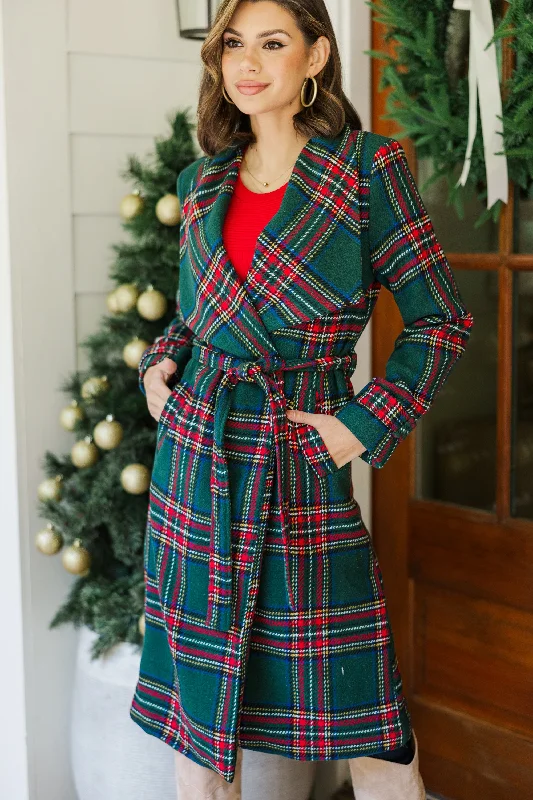 Women's Button-Up CoatsAll The Love Green Plaid Coat