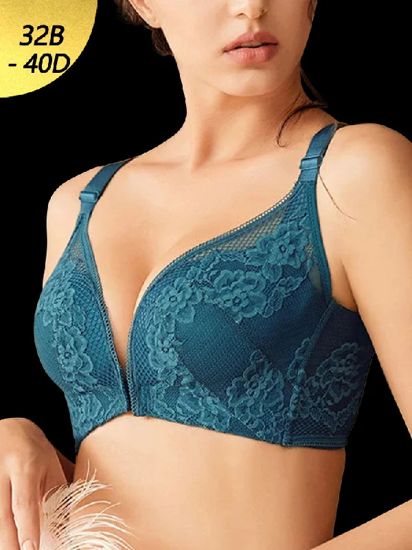 convertible strap nursing brasBeauty Back Lace Jacquard Wireless Front Closure Thin Breathable Bra