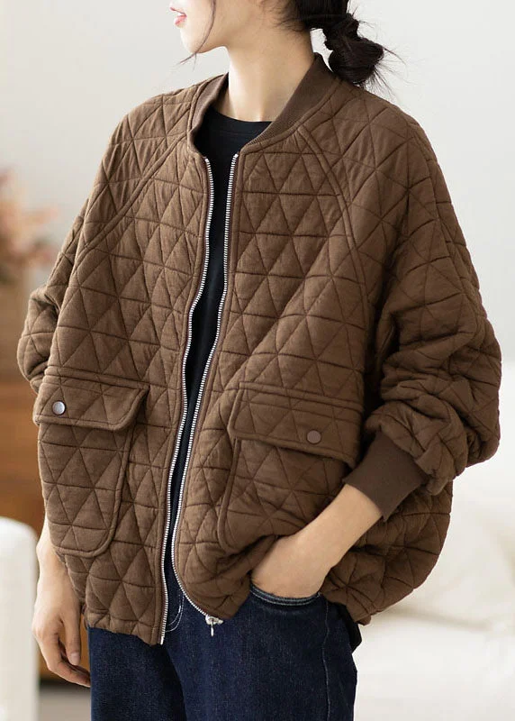 Women's Coats with Fur Trimmed ZipperBrief Coffee Pockets Patchwork Warm Coats Fall