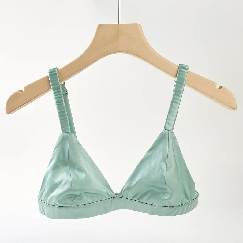 plus-size underwire balconette brasLake Green | Handmade Pure Silk Bralettes | No Padding No Wire | 19 Momme Silk Charmeuse