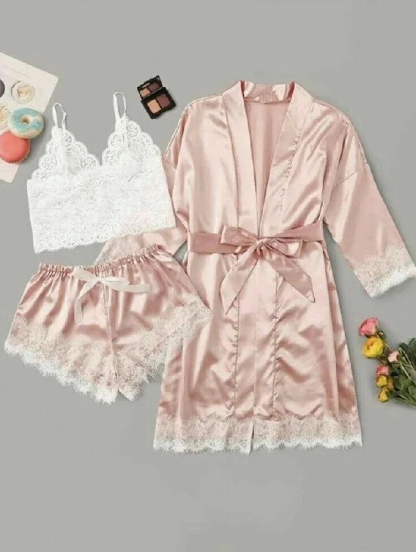 women's pajamas with a playful print3pcs - Bridal Set