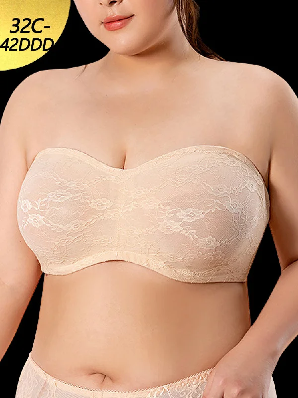 plus-size underwire balconette brasUltra-thin Breathable Lace Strapless Bra