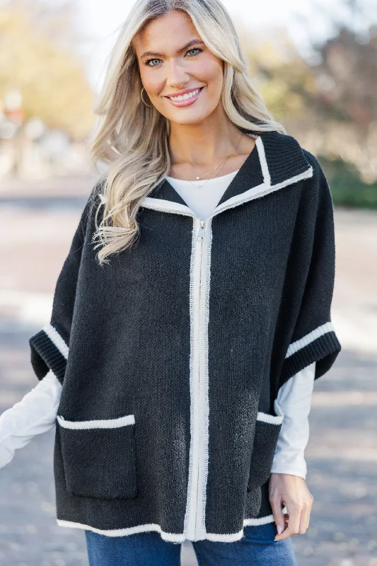 Women's Quilted CoatsLiving The Dream Black Zip Up Poncho