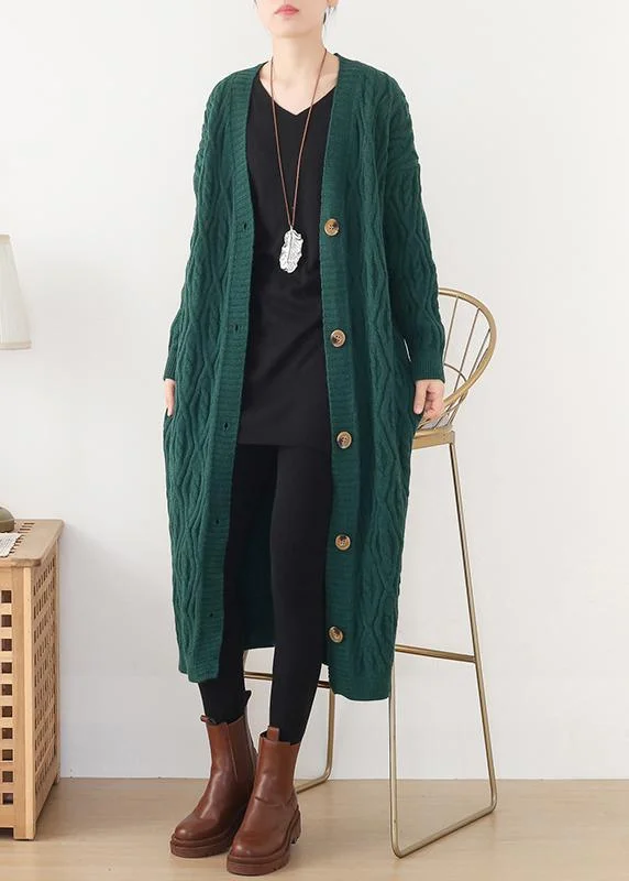 Women's Button-Up CoatsCute spring knitwear fall fashion green wild sweater coat