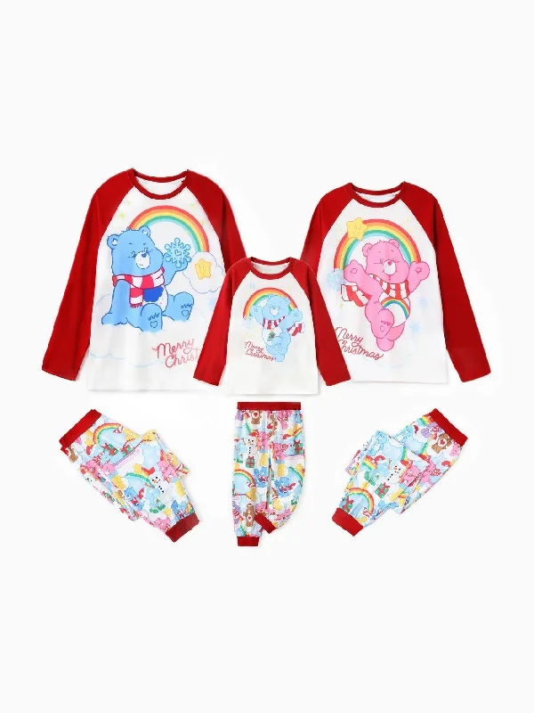 women's pajama sets with matching robesFamily Matching Christmas Bear Pajama Set With Rainbow Print