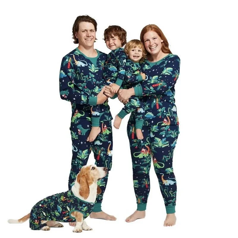 women's pajamas for ultimate relaxationDinosaur Print Christmas Themed Family Pajama Set