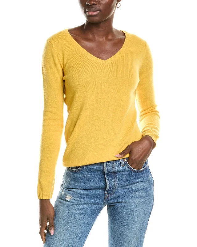 Women's Mandarin Collar Sweaterssofiacashmere Modern V-Neck Cashmere Sweater