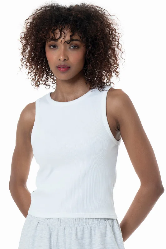 Women's Collarless Design SweatersRibbed Tank Top _ 153831 _ White