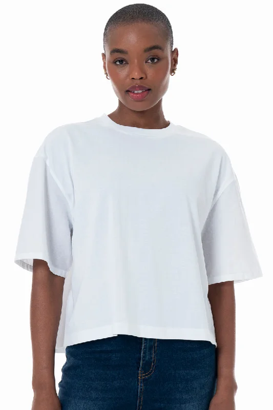 Women's Lapel Collar SweatersPoplin T-Shirt _ 152273 _ Optic White