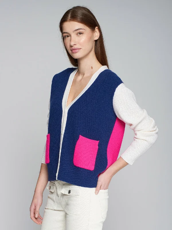 Women's Boat Neck SweatersVilagallo Theresa Tri Colour Cardigan