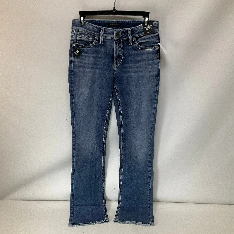 Women's Jodhpurs with Peter Pan CollarJeans Boot Cut By Silver In Blue Denim, Size: 2