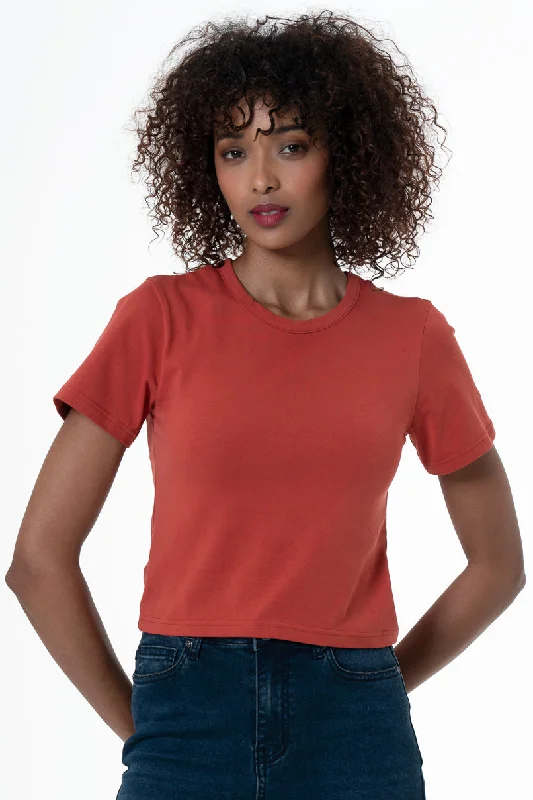 Women's Estonian Wool SweatersFitted T-Shirt _ 153807 _ Red