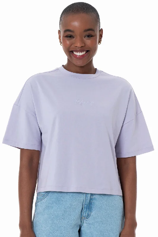 Women's Cashmere SweatersBoxy Branded T-Shirt _ 152271 _ Lilac