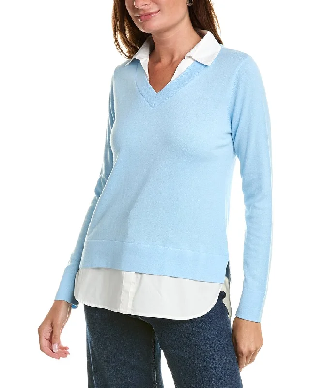 Women's Turkish Wool SweatersAlashan Cashmere Montage Shirttail Cashmere-Blend Sweater