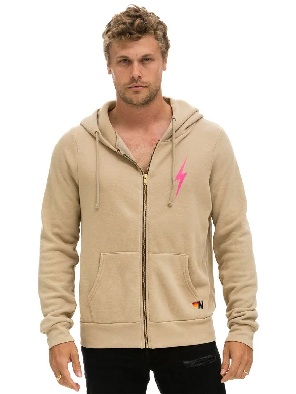 Women's Guernsey SweatersBolt Zip Hoodie - Sand/Neon Pink