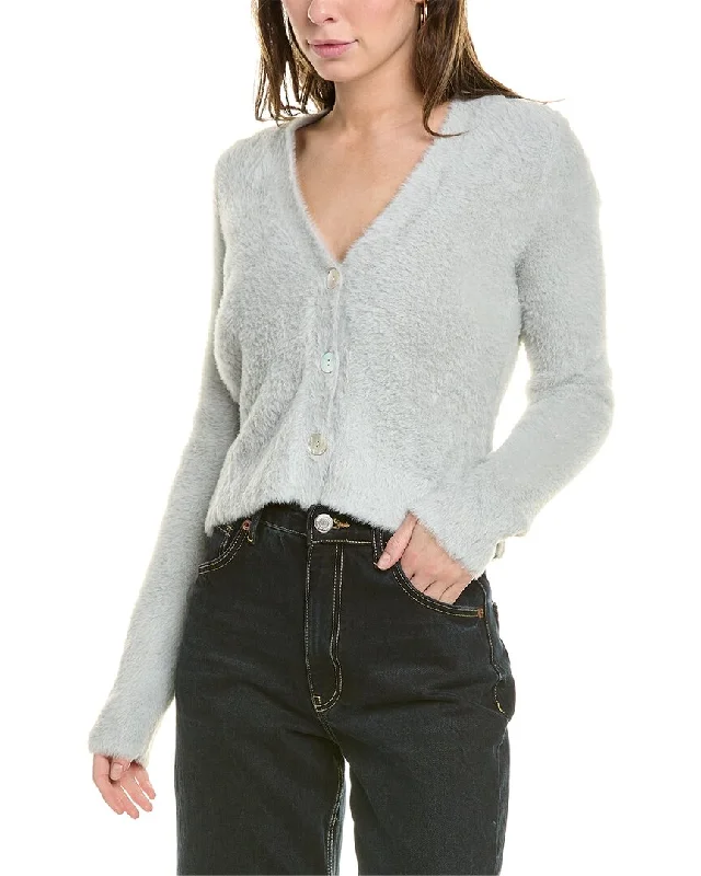 Women's Rounded Collar SweatersVince Eyelash V-Neck Cardigan