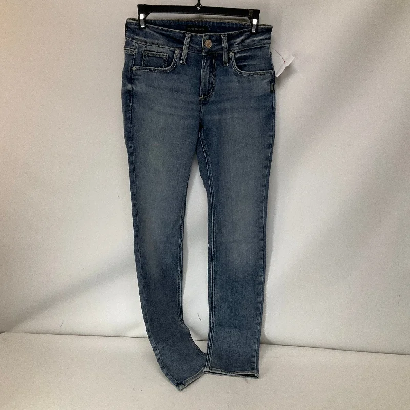 Women's Jodhpurs with U-Shaped NeckJeans Skinny By Silver In Blue Denim, Size: 2