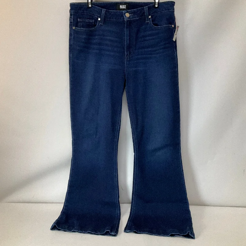 Women's Jodhpurs with Elastic WaistJeans Flared By Paige In Blue Denim, Size: 16