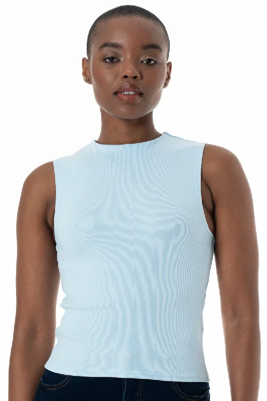 Women's Narrow Collar SweatersMuscle Tank Top _ 152293 _ Light Blue