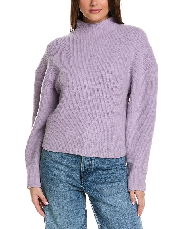 Women's V-Shaped Collar Sweaters3.1 Phillip Lim Scallop Trim Alpaca & Wool-Blend Top