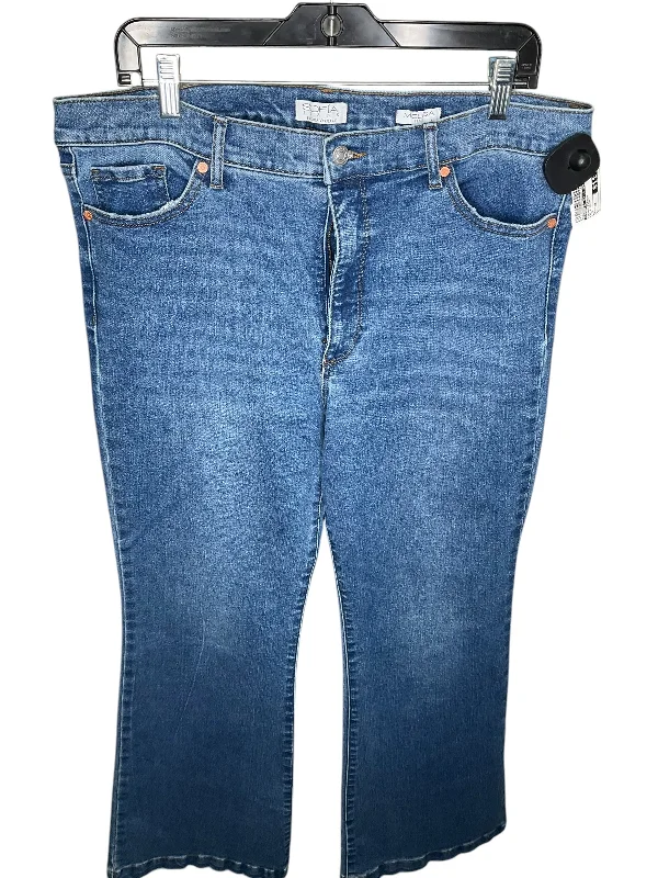 Women's Jodhpurs with Shirt CollarJeans Flared By Sofia By Sofia Vergara In Blue Denim, Size: 18