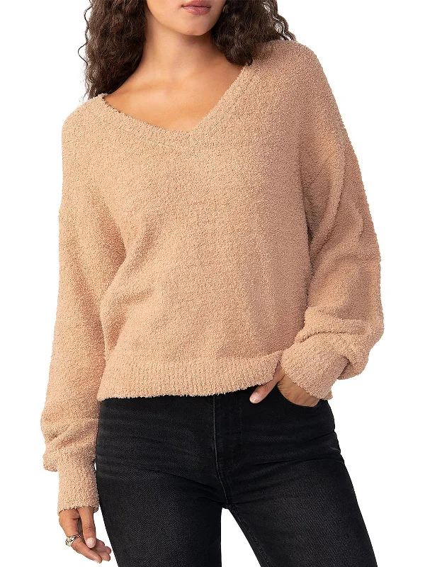 Women's Wide Collar SweatersWomens Textured V Neck Pullover Sweater