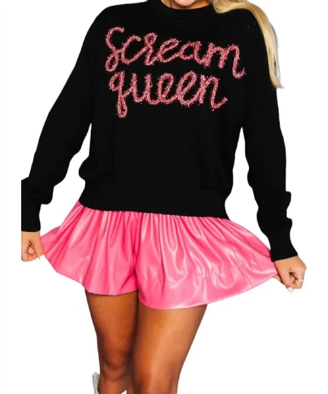 Women's Acrylic SweatersScream Queen Sweater In Black