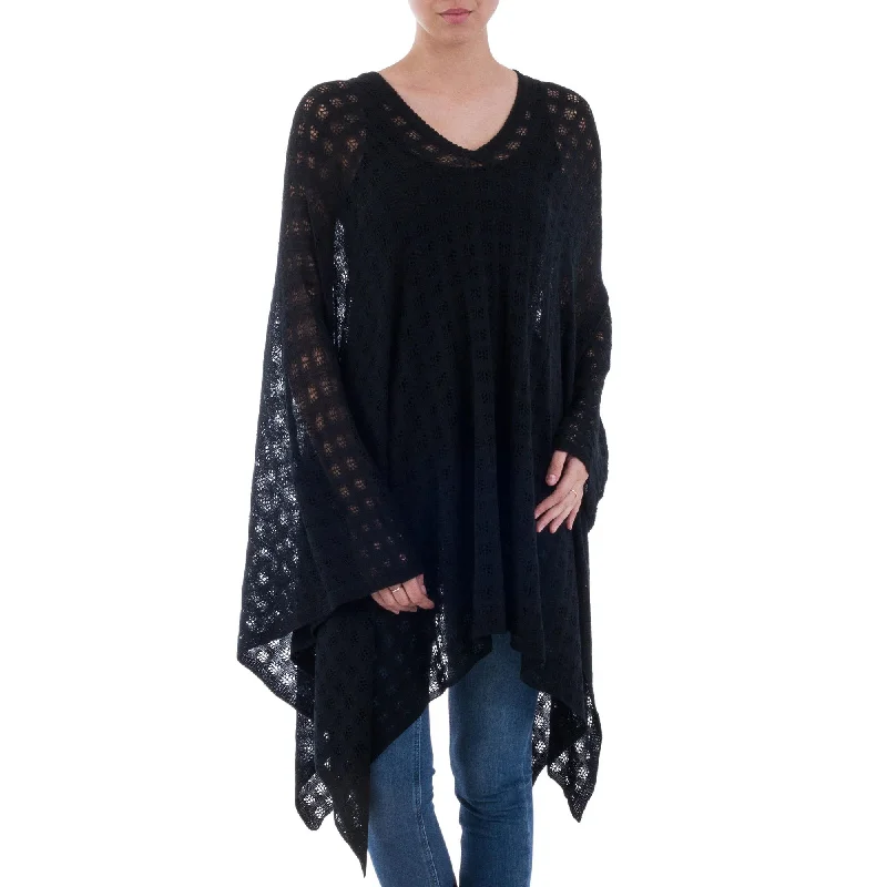 Women's Polish Wool SweatersIndigo Shadow Poncho