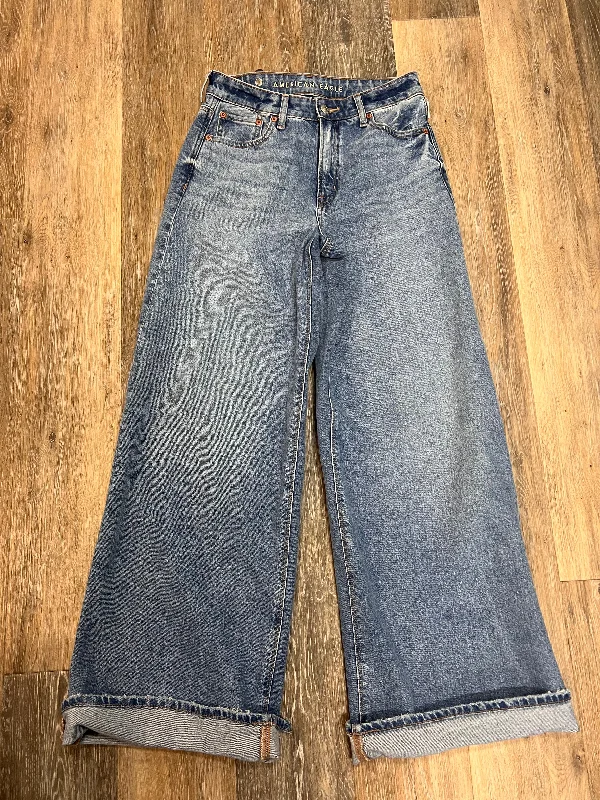 Women's Jodhpurs with Peter Pan CollarJeans Wide Leg By American Eagle In Blue Denim, Size: 00