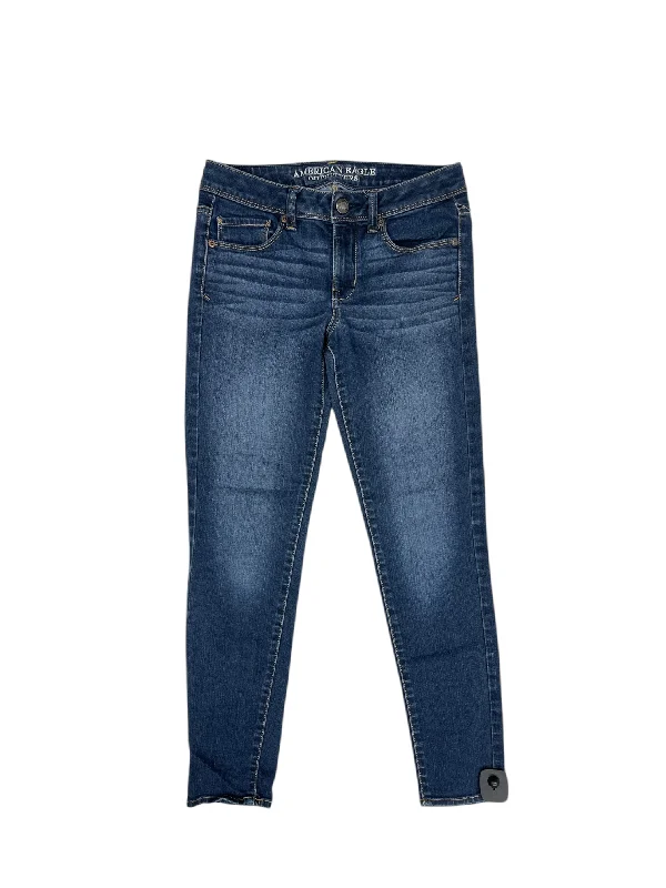 Women's Jodhpurs with Square CollarJeans Skinny By American Eagle In Blue Denim, Size: 4