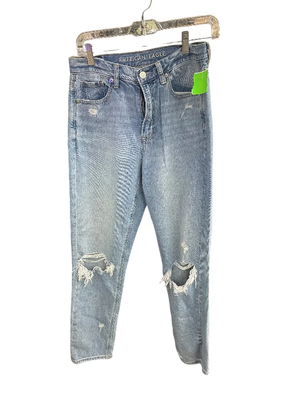 Women's Jodhpurs with Shawl CollarJeans Straight By American Eagle In Blue Denim, Size: 4